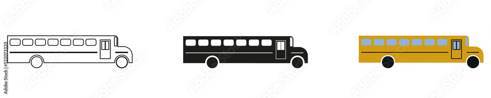 School bus. Icons isolated on a white background. Vector illustration eps10 School bus. Icons isolated on a white background. Vector illustration eps10