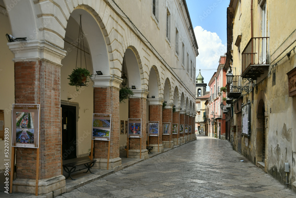 Fototapeta premium A narrow street in Sant'Agata de 'Goti, a medieval village in the province of Benevento in Campania, Italy.
