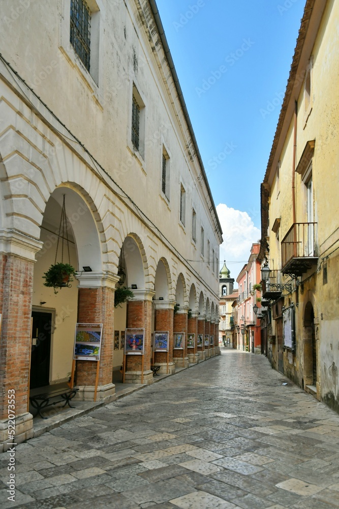 Fototapeta premium A narrow street in Sant'Agata de 'Goti, a medieval village in the province of Benevento in Campania, Italy.