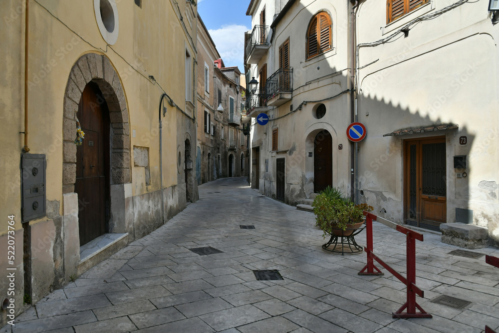 Fototapeta premium A narrow street in Sant'Agata de 'Goti, a medieval village in the province of Benevento in Campania, Italy.