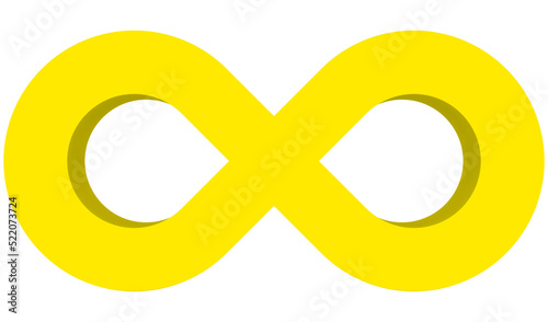 Infinity symbol 3d yellow isolated on white background - 3d rendering