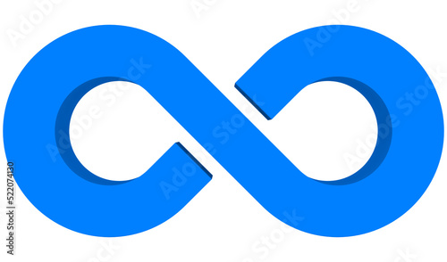 Infinity symbol 3d blue isolated on white background - 3d rendering