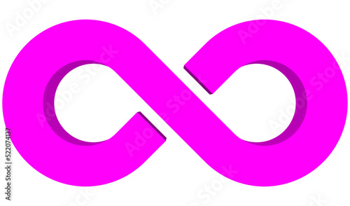 Infinity symbol 3d purple isolated on white background - 3d rendering