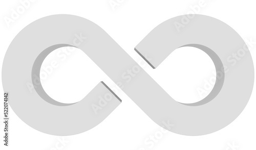 Infinity symbol 3d white isolated on white background - 3d rendering