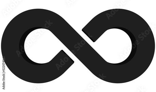 Infinity symbol 3d black isolated on white background - 3d rendering