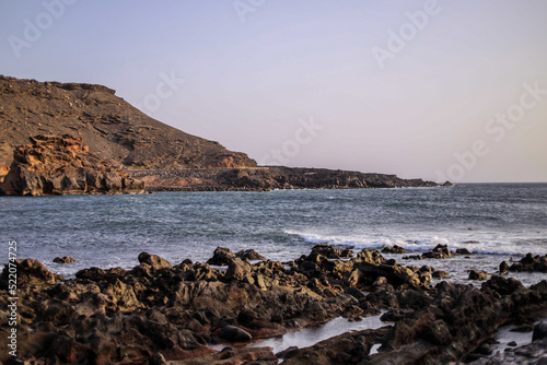 Beautiful volcanic and rock formations near the sea in the Canary Islands of Spain
