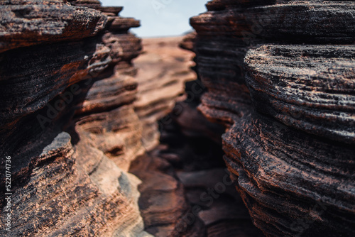 Beautiful rock formations and natural cracks in the natural park of the Canary Islands, Timanfaya