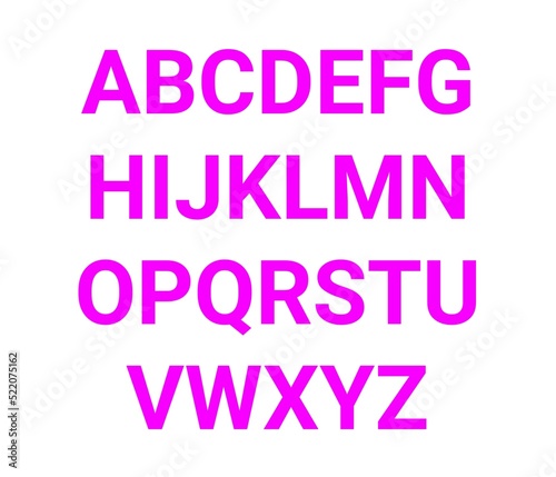 Pink alphabet set isolated on white backgriund