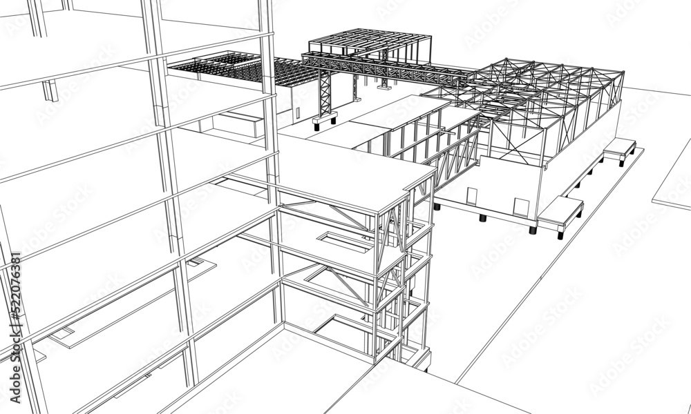 Vector line sketch construction worker Stock Vector | Adobe Stock