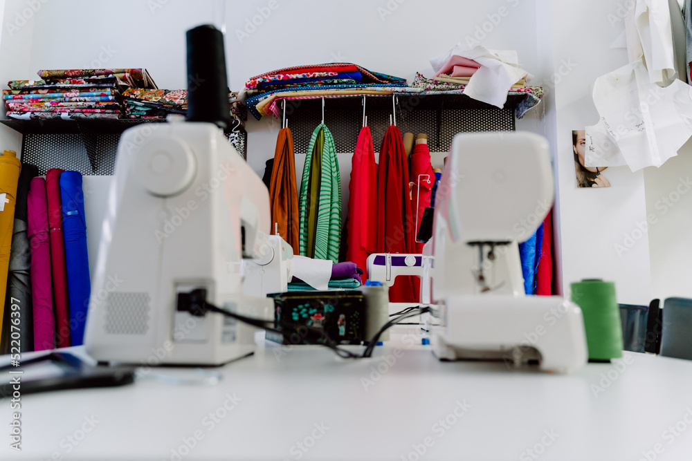 White sewing machine in a dressmaker in Zaragoza