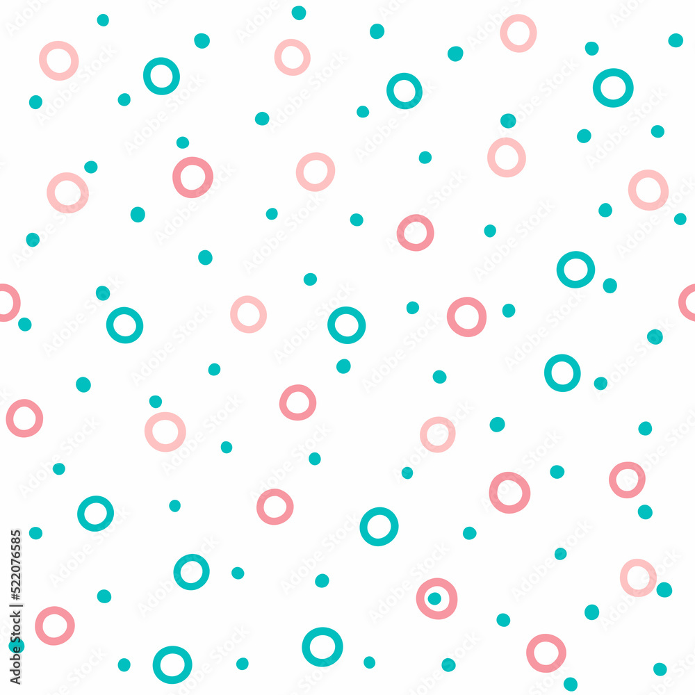 Simple seamless pattern with small dots and circles drawn by hand. Cute vector illustration.
