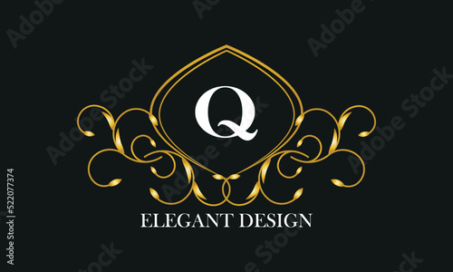 Vintage logo or monogram design with an elegant letter Q in the center on a dark background.