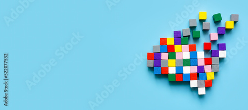 The brain from cubes disintegrates. The concept of memory problems and Alzheimer disease. photo