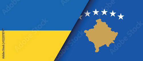 National flags of Ukraine and Kosovo representing the partnership and cooperation of the two countries vector illustration.