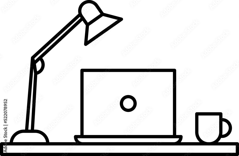 Work from home icon, freelancer business. Remote job, co-working space symbols. Vector work from home line illustration isolated on white background Work from home icon, freelancer business. Remote job, co-working space symbols. Vector work from home line illustration isolated on white background
