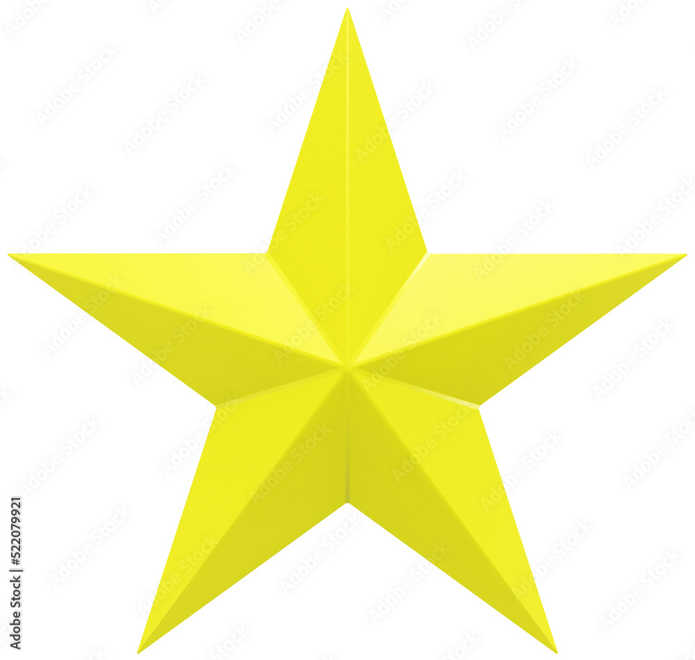 Christmas Star yellow - 5 point star - isolated on white - 3d rendering Christmas Star yellow - 5 point star - isolated on white - 3d rendering