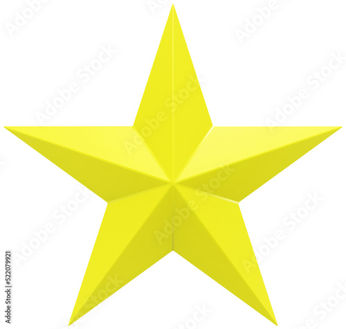 Christmas Star yellow - 5 point star - isolated on white - 3d rendering