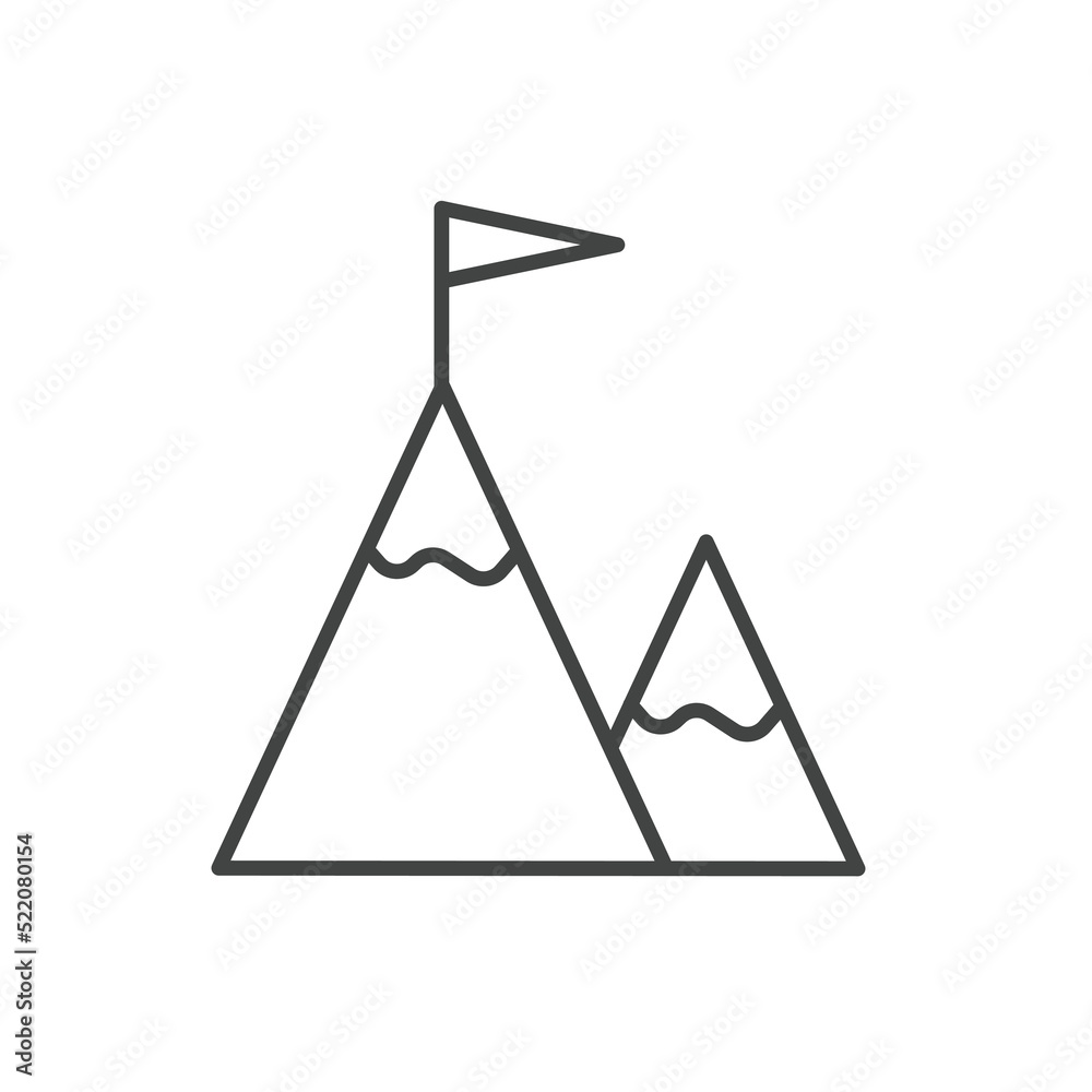 Flag on the top of Mountain icons symbol vector elements for infographic web Flag on the top of Mountain icons symbol vector elements for infographic web