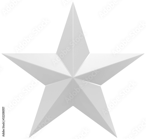 Christmas Star white - 5 point star - isolated on white - 3d rendering