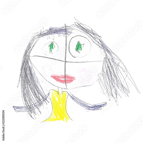 children's pencil drawing of a girl