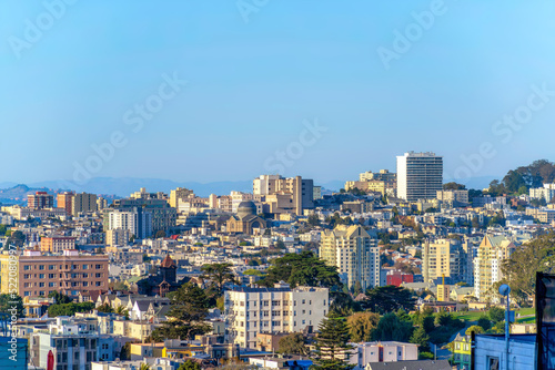 Dense residential and financial buildings in a high angle view at San Francisco, California © Jason