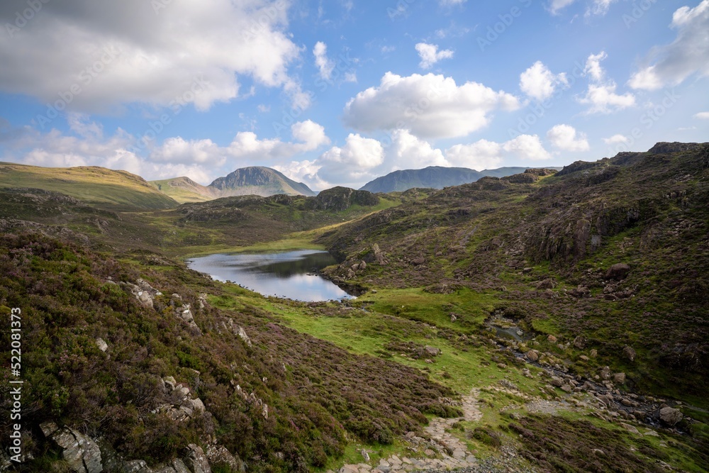 BlackBeck Tarn from the Hiking trail near Honister in the Lake District, Cumbria, England
