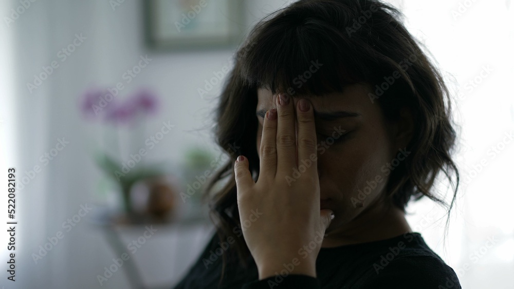 Young woman feeling regret. One hispanic girl feeling regretful emotion Young woman feeling regret. One hispanic girl feeling regretful emotion