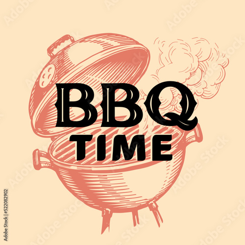 Barbecue weekend cookout event. Cooking outdoor, BBQ banner vintage. Design for menu, poster, flyer, announcement