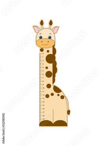 Children's school ruler with a cute giraffe on a white background.
Office supplies