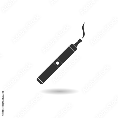Electric Smoke Device Black Silhouette Icon with shadow