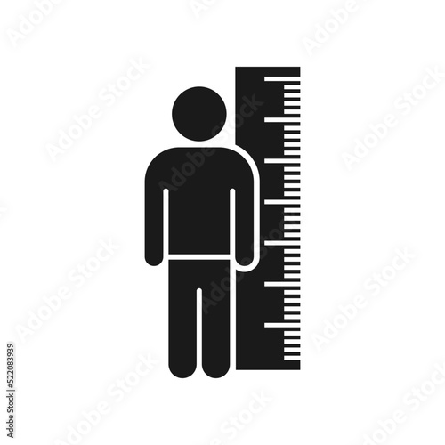 Measuring height icon flat style isolated on white background. Vector illustration