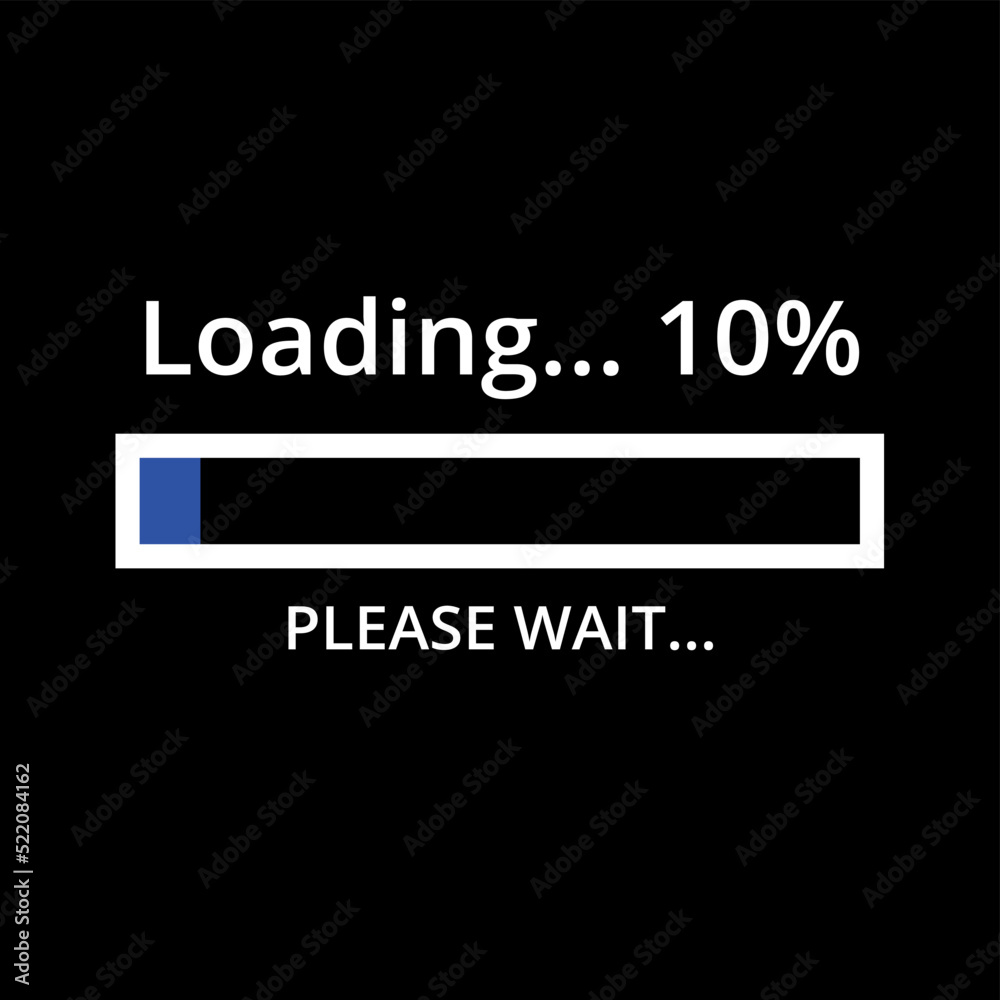  Vector loading progress bar, loading icon, 10% loading bar illustration.
