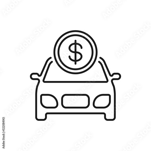 Car insurance. Vehicle price icon line style isolated on white background. Vector illustration