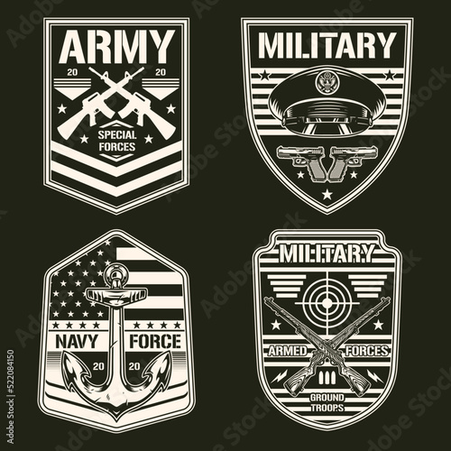 Military set flyer monochrome vintage