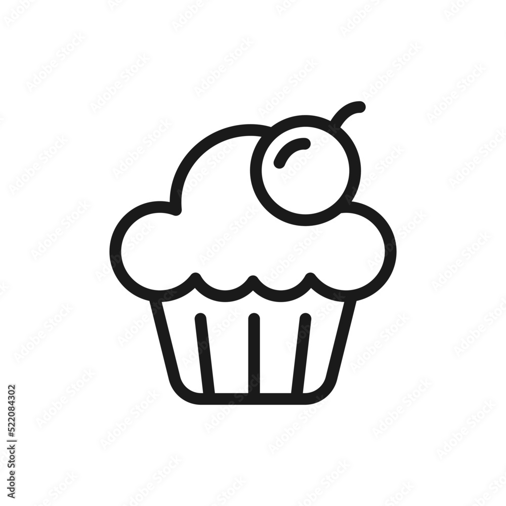 Cupcake icon line style isolated on white background. Vector illustration