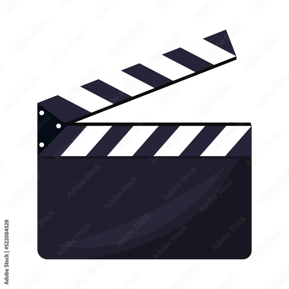 Film clapperboard isolated on white background. Blank movie clapper cinema vector illustration.