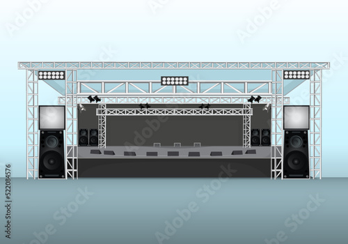 Music Stage Design. Music concert stage. Music Stage Mock up. Vector illustration