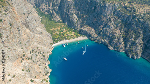 Butterfly Valley fethiye mugla. Aerial view of butterfly valley. photo