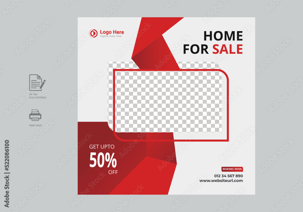Real estate house social media post promotion square banner design template for buying and selling flyers