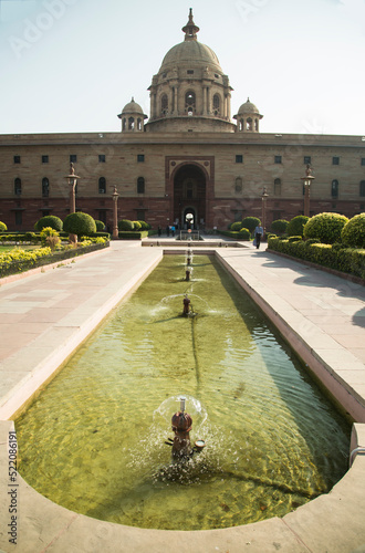 New Delhi, India - november 15th, 2015 - Entrance of North Block Secretariat Building in New Delhi, India