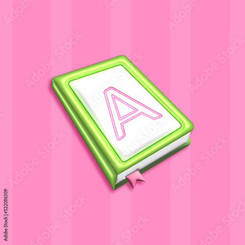 icon book for school in 3D, stationery, primer