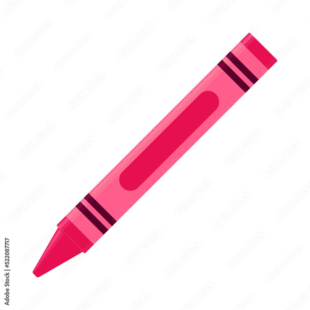 Education and Work - School and Office Supply - Pink and Magenta Crayon Isolated on White Background