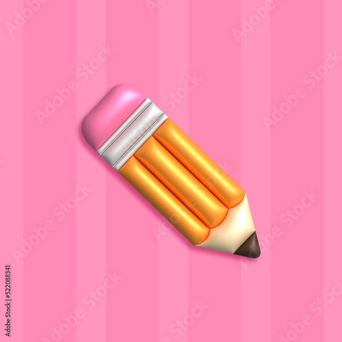 icon for school pencil in 3D