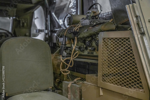 Wallpaper Mural View of radio operator's station in a military armoured personnel carrier, with radio equipment and headsets, nobody Torontodigital.ca