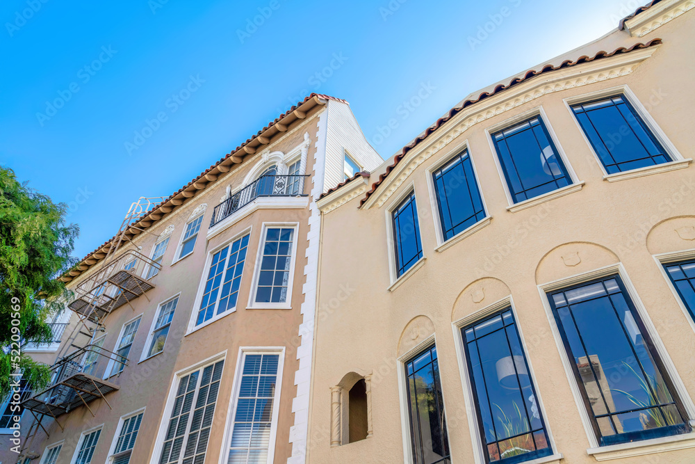Adjacent italianate residential buildings at San Francisco, CA