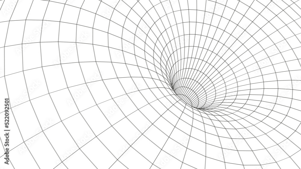 Naklejka premium Futuristic abstract frame wormhole. 3D portal hole grid background. For website and banner design. Big data visualization. Vector illustration.