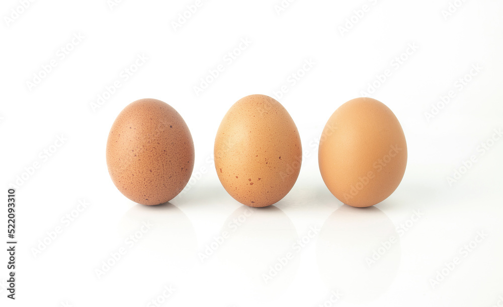 Fresh eggs are isolated on white background. Fresh eggs are isolated on white background.