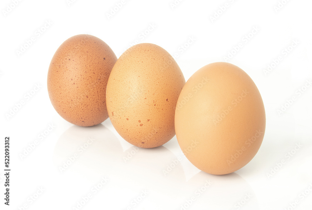 Fresh eggs are isolated on white background. Fresh eggs are isolated on white background.