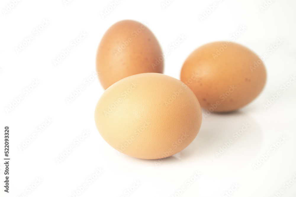 Fresh eggs are isolated on white background. Fresh eggs are isolated on white background.