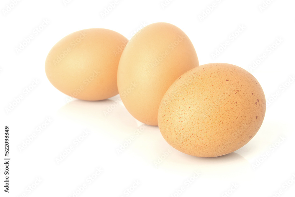 Fresh eggs are isolated on white background. Fresh eggs are isolated on white background.